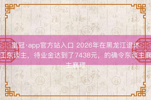 皇冠·app官方站入口 2026年在黑龙江退休的工东谈主，待业金达到了7438元，的确令东谈主襄理
