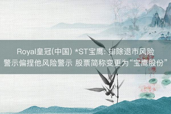 Royal皇冠(中国) *ST宝鹰: 排除退市风险警示偏捏他风险警示 股票简称变更为“宝鹰股份”