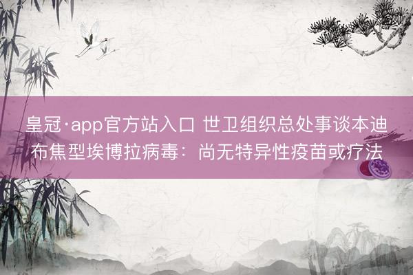 皇冠·app官方站入口 世卫组织总处事谈本迪布焦型埃博拉病毒：尚无特异性疫苗或疗法