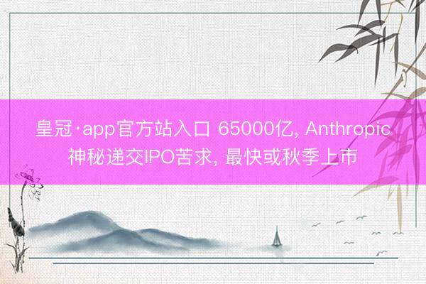 皇冠·app官方站入口 65000亿， Anthropic神秘递交IPO苦求， 最快或秋季上市