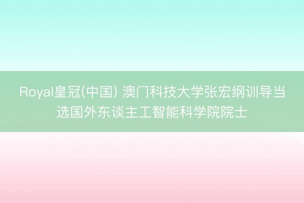 Royal皇冠(中国) 澳门科技大学张宏纲训导当选国外东谈主工智能科学院院士