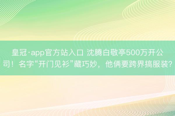 皇冠·app官方站入口 沈腾白敬亭500万开公司!名字“开门见衫”藏巧妙,他俩要跨界搞服装?