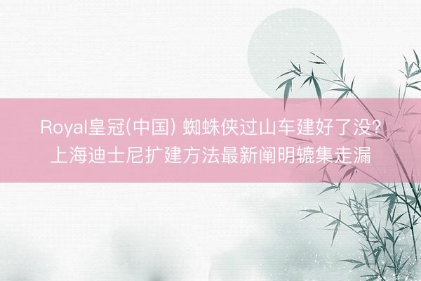 Royal皇冠(中国) 蜘蛛侠过山车建好了没？上海迪士尼扩建方法最新阐明辘集走漏