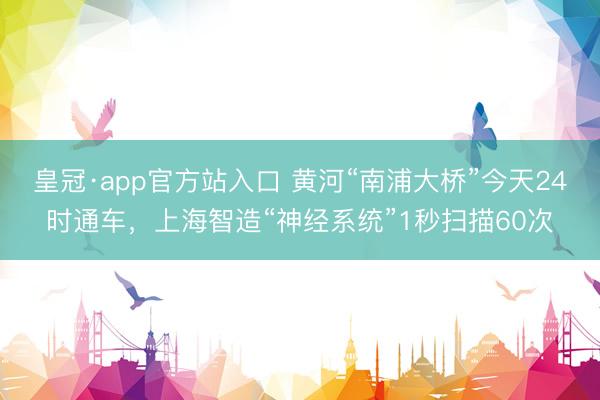 皇冠·app官方站入口 黄河“南浦大桥”今天24时通车，上海智造“神经系统”1秒扫描60次