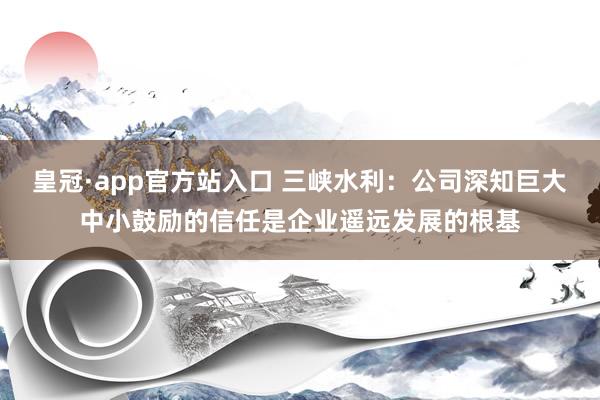 皇冠·app官方站入口 三峡水利：公司深知巨大中小鼓励的信任是企业遥远发展的根基